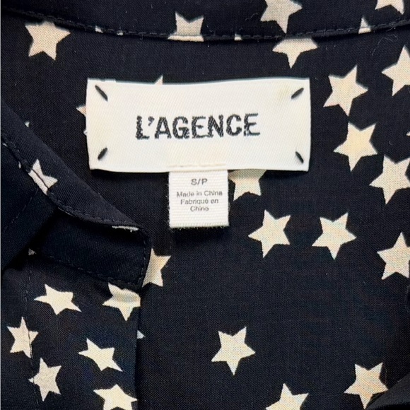 L’agence Holly Black and White Star Button Up Collared Blouse Small - Picture 10 of 10